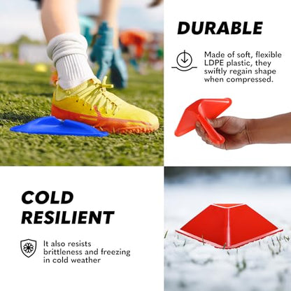 GSi Sports Training Cones for Agility Drills – Soccer & Basketball Multi-Sport Field Markers, Durable Flexible Cones in Multiple Shapes & Packs (20–80 Pack) - style: Triangle - 40 Pack