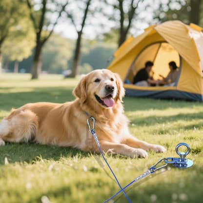 TOPKNOT Dog Tie Out Stake,Heavy Duty Dog Run-304 Stainless Steel Anchor,360° Swivel Dog Runner for Yard,Use Any Dog Tie Out Cable or Yard Leash-Suitable for Large Dogs Up to 200 LBS- Outdoor Camping