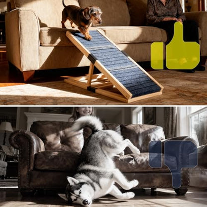 Adjustable Wooden Dog Ramp for Small Dogs, 27.6" Long x 11.8" Wide Portable Pet Ramp for Couch, Sofa, Anti-Slip Carpet, Lightweight Foldable Indoor Outdoor Travel Dog Ramp - size: 27.6"L x 11.8"W