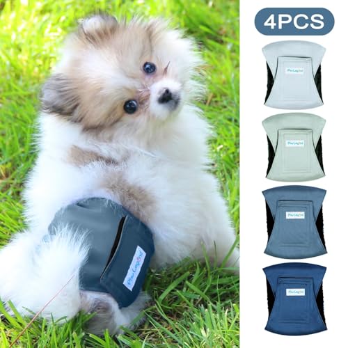 Paw Legend Washable Dogs Diapers Male Dog Belly Bands for Male Dogs Diapers Reusable Puppy & Doggie Diapers Male (4 Pack, Medium)