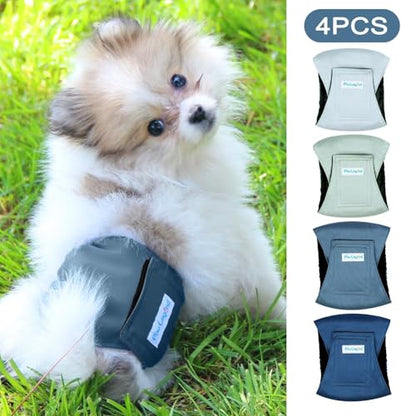 Paw Legend Washable Dogs Diapers Male Dog Belly Bands for Male Dogs Diapers Reusable Puppy & Doggie Diapers Male (4 Pack, Medium)