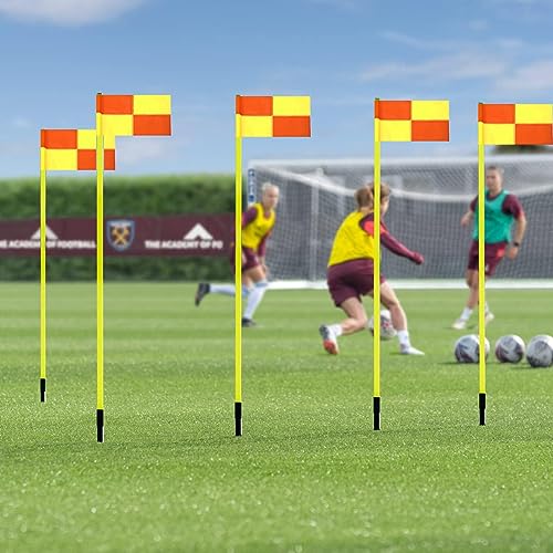 Slalom Training Agility Poles with Metal Spikes, Removable Coaching Sticks for Soccer Drills and Training, Spring Loaded Poles Soccer Technical Skills Training(Yellow B,1m(3.3ft)) - color: Yellow B, size: 1m(3.3ft)