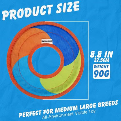 EXPAWLORER Flying Disc Dog Toy, Durable Outdoor Interactive Fetch Flyer, Lightweight Water-Floating Pet Toys, Safe Gentle on Teeth for Medium Large Breeds, Perfect for Beach Pool Play & Training