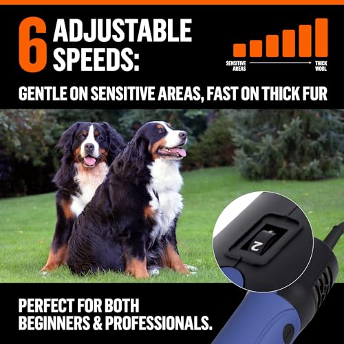 Professional Dog Grooming Clippers for Thick Coats - Shears Heavy Duty Hair Cutting Kit - Large Dog Shaver Set - Pet Trimmer for XL Large Dogs, Horses, Livestock