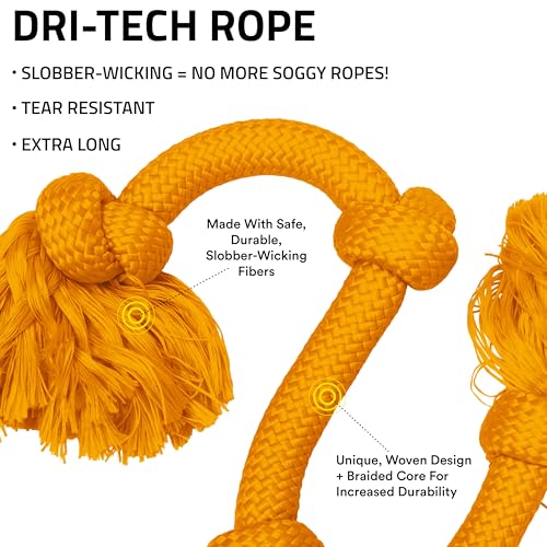 Playology Dog Toys | Dri-Tech Rope Tug of War Dog Toy for Tough Chewers | Cheddar Cheese Scented Mega Size Tug Rope Toys for Extra Large Dogs - size: Mega, style: Cheddar Cheese