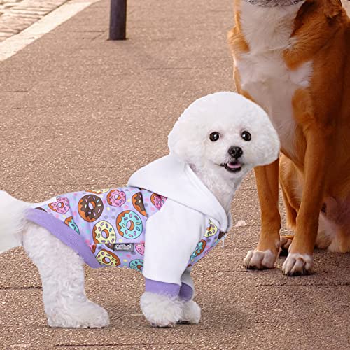 Purple Puppy Dog Hoodies for Small Medium Dogs, Christmas Hooded Sweatshirt with Pocket Pet Cat Hoody Clothes Sweaters Fleece Coat Dog Costume Winter - color: Purple Donut, size: Medium