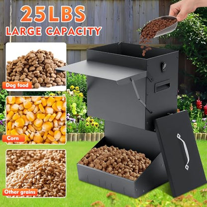 Willinglong 2 Pcs Automatic Dog Feeder with Lid 25 Lbs Capacity Outdoor Dog Feeder Hanging Self Feeding Pet Food Dispenser Pet Food Feeders for Large Dogs Large Breed - size: 25 Lbs Capacity