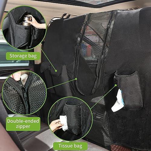 Dog Car Net Barrier for SUVs, Pet Barrier with Adjustable Rope and Storage Bag, Dog Fence Barrier for Car Front Seats, Car Divider for Driving Safely with Children & Pets