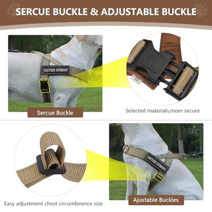 Dog Harness, Upgraded Escape Proof Adjustable Vest Puppy Outdoor Walking, Soft Breathable Jacket with Reflective Strips for Dark Night (Khaki, M)