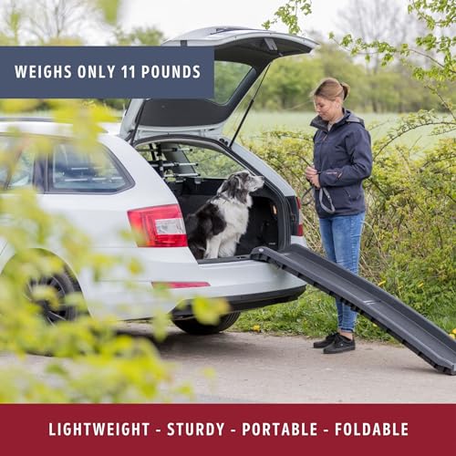 Trixie Folding Pet Ramp, Black | Folding Dog Ramp with High Traction Surface, Ideal for Cars and SUVs, Foldable, Easy to Store and Clean - color: Bi-fold Ramp
