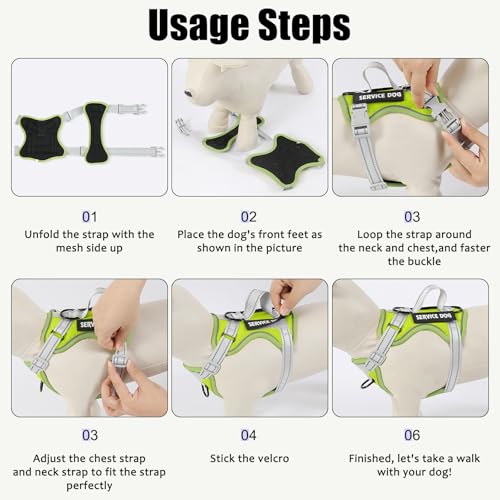 Service Dog Harness - color: NeonGreen, size: X-Small (Pack of 1)