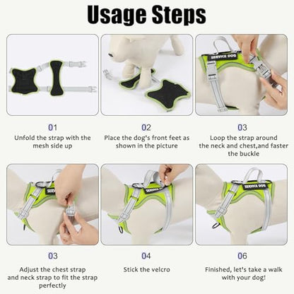 Service Dog Harness - color: NeonGreen, size: X-Small (Pack of 1)