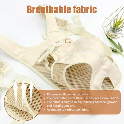 Dog Backpack Carrier, Adjustable Legs Out Front Pet Carrier for Small Medium Dogs, Breathable Mesh Hands-Free Puppy Travel Bag for Hiking Camping Biking Walking, (Cream M) - size: 14.0"L x 11.6"W x 0.7"H