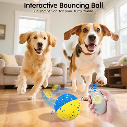 Dog Ball Smart Interactive Dog Toy with Remote Control,Automatic Moving,Bouncing and Rotating 3 Modes,E-TPU Material Aggressive Chewers,IPX7 Waterproof,Rolling Ball for Large Medium Dogs - color: Blue+Yellow
