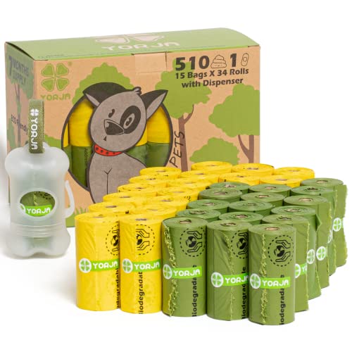 Dog Poop Bags Rolls with Dispenser & Holder, 510 Pet Waste Bags, 100% Leak Proof Extra Thick and Strong Corn Starch Blend - size: 1 Count (Pack of 510)