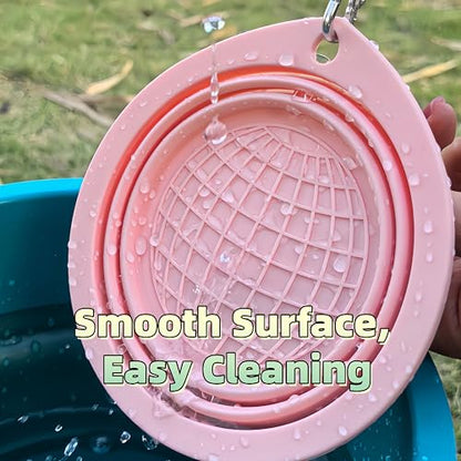 Portable Collapsible Pet Bowl - Food Grade TPR/Silicone, Foldable Dog Cat Travel Bowl with Carabiner for Hiking Camping, Easy Clean & Lightweight (Pink) - color: Pink