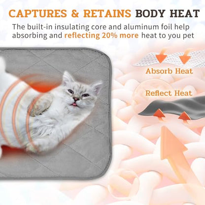 NWK Fluffy Self Warming Cat Mat, Cat Blanket, Thermal Dog Mat, Washable, Non-Slip Bottom for Sofa & Crate & Kennel & Car Seat (Misty Gray, Medium (28'' X 19'' X 0.4'')) - color: Misty Gray, size: Medium (28'' X 19'' X 0.4'')