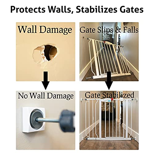 Wall Nanny Mini - Smallest Baby Gate Wall Protector (Made in USA) Protect Walls & Doorways from Pet Gates & Dog Gate Spindles - Child Pressure Mounted Baby Gate for Stairs Wall Cup (Gray) 4 Pack - color: Gray