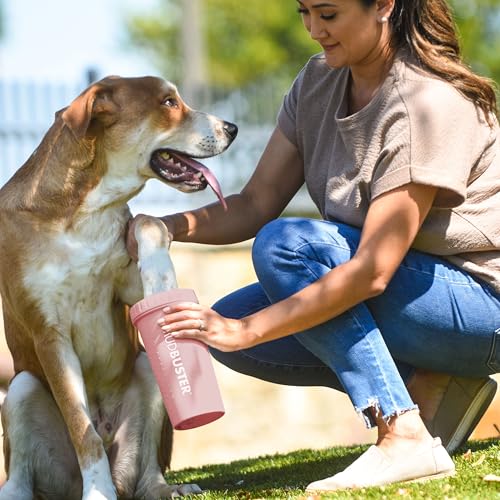 Dexas MudBuster Large Dog Paw Cleaner, Blush, Fits 2.5"-3.5" Wide Paws, Gentle Silicone Bristles for Quick, Easy Cleaning - color: Blush, size: Large without Lid