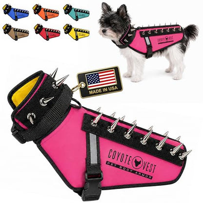 CoyoteVest Dog Harness | Stab-Resistant Protective Vest | Coyote Vest for Dogs | Defends Against Coyotes, Dogs, Birds of Prey | Reflective Safety, Made in USA (XX-Small, Neon Pink) - color: Neon Pink, size: XX-Small