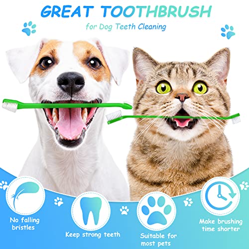 Honeydak Dog Toothbrush Bulk Dual Headed Dental Brushes Dogs Tooth Brushing Kit Long Handle Pet Tooth Brush for Puppy Large Small Cats and Most Pets Teeth Cleaning Dental Supplies(70 Pcs,Green) - color: Green