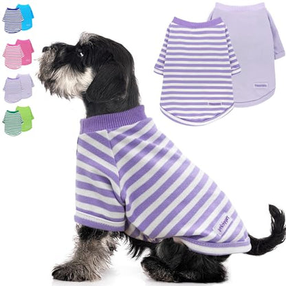 Dog Clothes for Medium Dogs 2 Pieces Stripe Summer Dog Shirt Cute Soft Puppy Clothes Bresthable Chihuahua Cat Clothes XS~XXL Pet Clothing (XX-Large) - color: purple, size: XX-Large