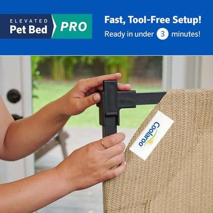 Coolaroo Pro Elevated Dog Bed - Low-Profile Access, Moisture-Resistant Cover, Breathable Fabric & Tool-Free Setup, Nutmeg, Large - color: Nutmeg, size: Large