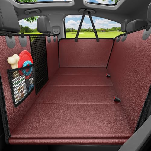 URPOWER Dog Car Seat Cover for Pets 100% Waterproof Seat Cover Hammock 600D Heavy Duty Scratch Proof Nonslip Durable Soft Back Seat Covers for Cars Trucks and SUVs - color: Red, size: Standard - 54" Length