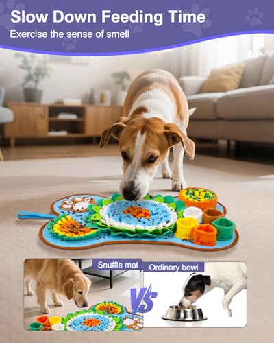 Snuffle Mat for Dogs, Pet Sniffing Pad for Medium & Small Dogs, 25 x 17 in, Slow Feeder Dog Treat Mat for Training & Stress Relief, Improves Sniffing Abilities, Non-Slip Bottom, Easy to Clean - size: 25*17in