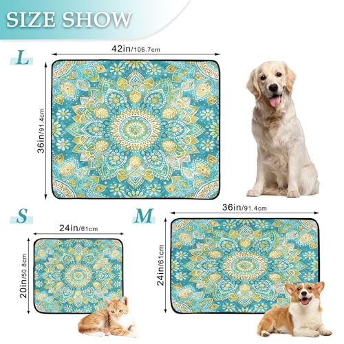 Qilmy Mandala Pet Mat, Waterproof Reusable Dog Training Pad Anti-Slip Pet Creat Pad for Small Medium Large Dogs and Cats - size: Medium+Large
