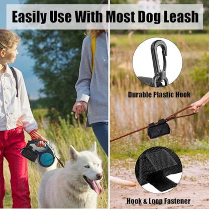 Black and Pink Dog Waste Bag Dispensers - Leash Attachment Dog Poop Bag Holders With Hand Free Holder Carriers - color: Pink with Black Holder, size: 1 Pack Standard