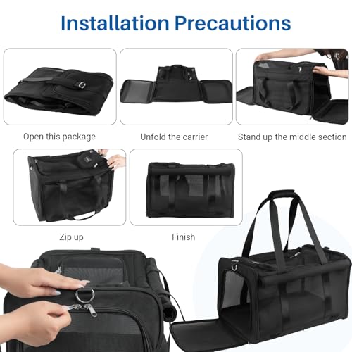 Pet Carrier for Large Cats, Soft Cat Carrier for Medium Big Cats and Puppies up to 20lbs, Washable Dog Carrier 18" L x 11.8" W x 11.8” H for Traveling Home and Outdoor