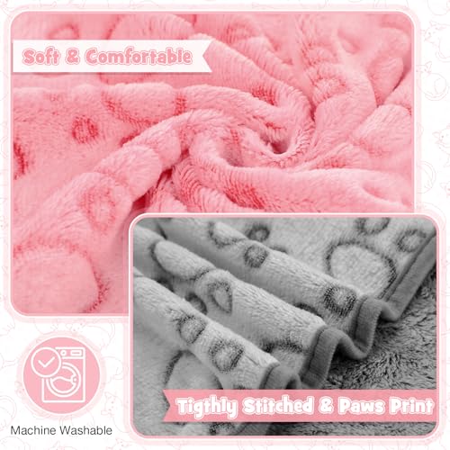 Tegeme 12 Pcs Pet Blankets 30 x 20 Inch Soft Fluffy Fleece Dog Cat Warm Paw Print Pattern Blankets Flannel Throw for Pets Dog Puppy Cat(Pink,Gray,Blue) - color: Pink,gray,blue, size: 30 x 20 Inch