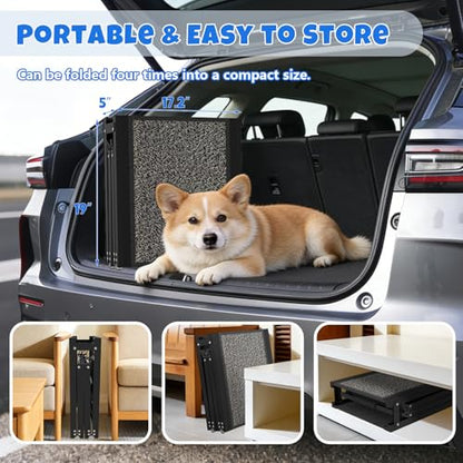 Dog Ramp for Car 71" L x 17" W, Foldable Pet Ramp for Large Dogs with Non-Slip Rug Surface, Portable Dog Car Ramp for SUV, Truck & Vehicle, Heavy-Duty Aluminum Pet Loading Ramp Supports 250 lbs - size: 71" L x 17" W