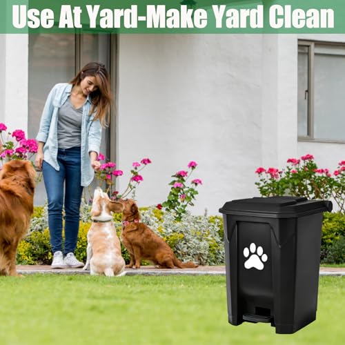 Outdoor Dog Poop Trash Can, Dog Waste Trash Can for Backyard Garden Home with Lid, Removable Inner Bin, Green Waste Bag, Black Fully Assembled - color: Black-Green Bag