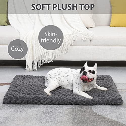 Washable Dog Bed Mat Crate Pad Soft Fluffy Pet Kennel Beds Dog Sleeping Mattress for Large Jumbo Medium Small Dogs, 30 x 19 Inch, Gray - color: Grey, size: 30.00" x 19.00" x 1.50"
