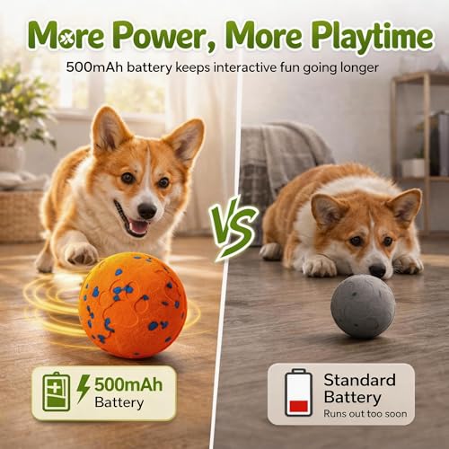 Smart Interactive Dog Toys,Vibrating Dog Ball,Pet Bounce Ball for Dogs (Small & Large),Chew-Proof Shell,Automatic Moving/Bouncing/Rotating, E-TPU Material,Ip68 Waterproof - color: Orange