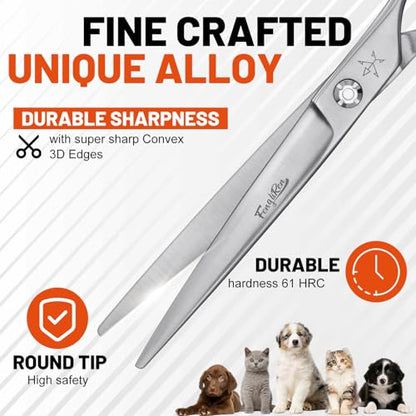High-end Professional Dog Grooming Scissors Pet Grooming Shears 7 Inches Extremely Very Sharp Made Of Stainless Steel Alloy By Hand For Dog Cat Groomer - style: 7inch Shears