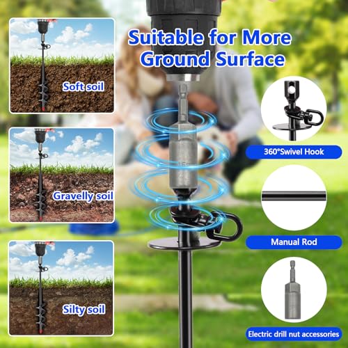 Heavy Duty Dog Tie Out Cable and Stake,30FT Rust Proof Dog Tether Leads for Yard,360°Swivel Spiral Dogs Stake&Chain Up to 200 lbs, Ground Anchor for Outdoor Beach Camping - size: Cable: 30 ft