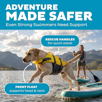 Outward Hound Granby Splash Yellow Dog Life Jacket, Large - color: Yellow, size: Large (Chest Girth: 28"-32")