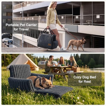 MIXJOY Dog Car Seat for Small/Medium Dogs up to 25 lbs, Multi-Functional Dog Carrier for Car with Detachable Washable Cover, Pet Travel Bed with Clip-On Safety Leash, Grey - color: Grey