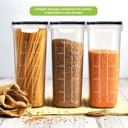 Utopia Kitchen Cereal Containers Storage Set – 4 Pack 4L(135.2 oz) Airtight Food Storage Containers with Lids, BPA-Free Cereal Dispensers for Pantry Organization and Storage (Clear) - size: 4 Liter (Pack of 4)