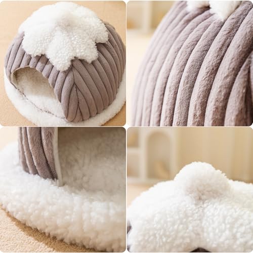 Cat Cave Bed for Indoor Cat - Cat Cave Beds with Machine Washable Slip Resistant Bottom,Kitten Bed,Pumpkin Cat Beds