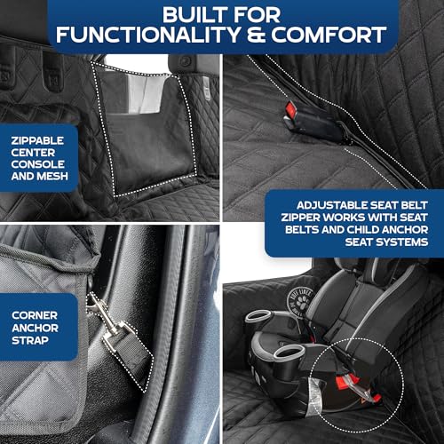 Ruff Liners XL Dog Hammock, Black – As Seen on Shark Tank – Back Seat Protector for Full-Size SUV – Waterproof, Machine-Washable, Touch Fasteners, & Belt Slots – Heavy-Duty Dog Seat Cover - size: XL - Full-Size Trucks