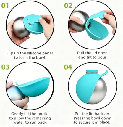 2 in 1 Portable Dog Water Bottle with Bowl,New Foldable Pet Water Cup – 10oz Stainless Steel Travel Pet Water Dispenser, Lightweight & Perfect for Small Dogs, Walking, Hiking, and Travel (Blue)