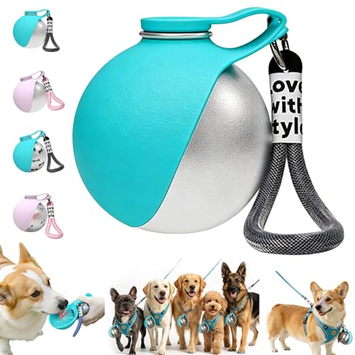 Foldable Pet Water Bottle for Travel, 2 in 1 Portable Dog Water Bottle, 9.6 Oz Stainless Steel Bottle with Silicone Bowl, Leak-Proof Water Dispenser Ideal for Small Dog Walking (Blue) - color: Blue