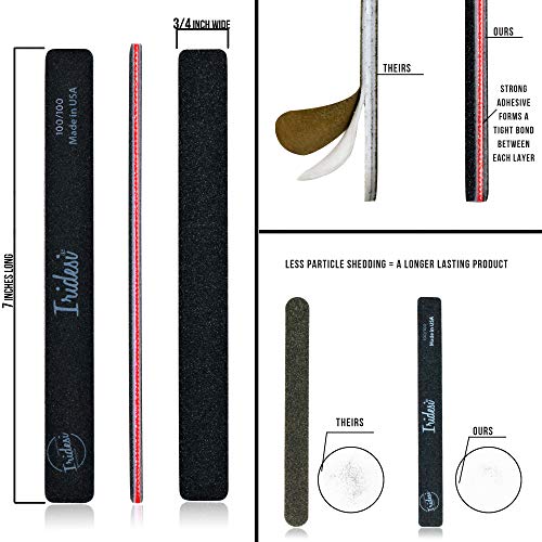 Professional Nail Files Black Washable Emery Boards 7 Inches Long Square End Serrated Edge 12 Fingernail Files Per Pack (100/100) - size: 100/100