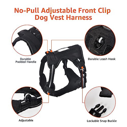Amazon Basics No-Pull Dog Harness, Adjustable Front Clip, Escape Proof Tactical Vest, X-Large, Black - size: X-Large