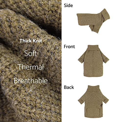 Fitwarm Thermal Knitted Dog Sweater Doggy Winter Coat Pet Clothes Doggie Turtleneck Jacket Puppy Outfits Cat Sweatsuit Sage Green Small - color: Sage Green, size: Small