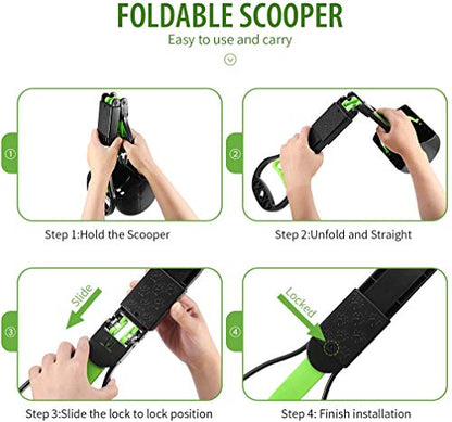 Pet Pooper Scooper, 24" Long Handle Portable Poop Scooper for Large and Small Dogs Cats, Foldable Dog Poop Pick Up Tool, Sturdy Garbage Rake Picker for Garden Backyard Grass Dirt Gravel (Black) - color: Black